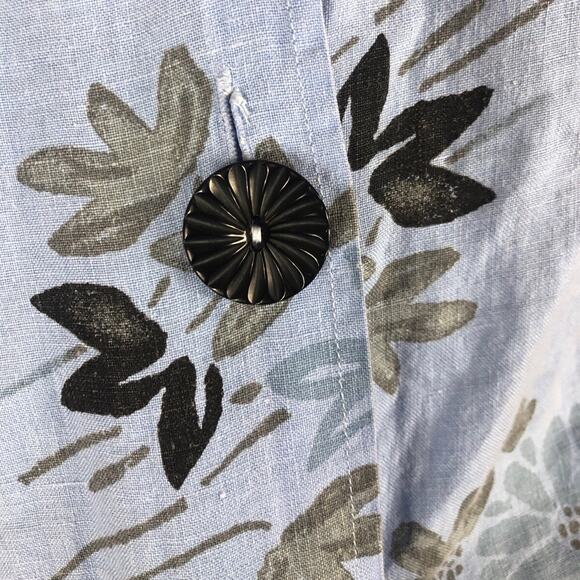 Habitat, clothes to live in blue floral linen button down blouse size xs - Picture 10 of 12